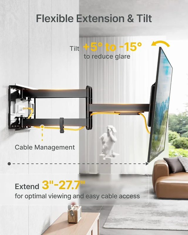 Alt view image 4 of 7 - monTEK Heavy Duty Full Motion TV Wall Mount for 60-120 Inch Extra Large TVs