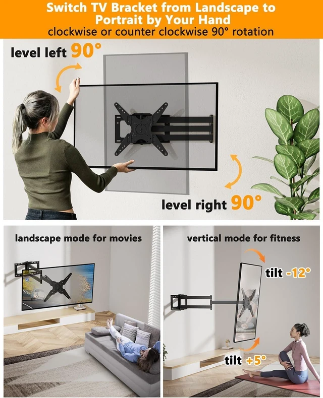 Alt view image 3 of 7 - 48" Extension Long Arm Rotating TV Wall Mount 26-65TV by WHYFONE