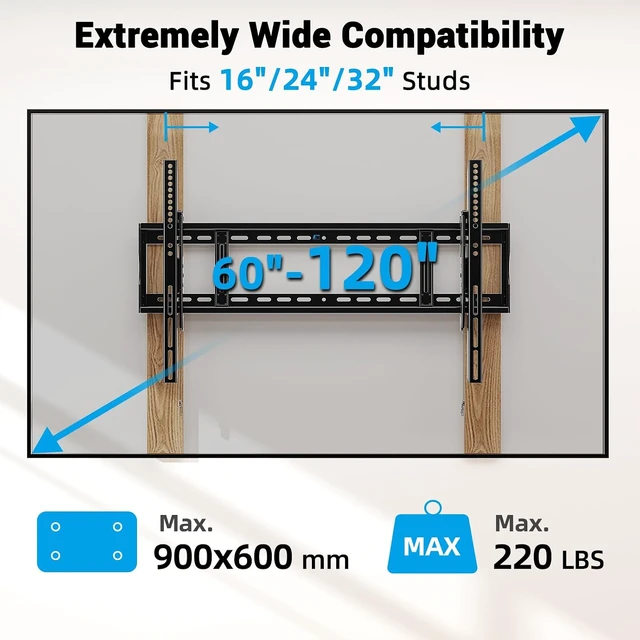 Alt view image 2 of 7 - HOME VISION Heavy Duty Tilting TV Wall Mount for 60-120" TVs, VESA 900x600