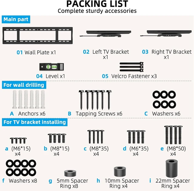 Alt view image 7 of 7 - HOME VISION Heavy Duty Tilting TV Wall Mount for 60-120" TVs, VESA 900x600
