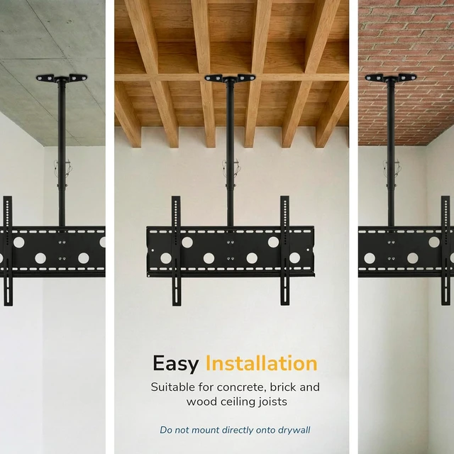 Alt view image 4 of 7 - Mount-It! Ceiling TV Mount for 3286 Inch LCD LED OLED TVs Hanging Full Motion Swivel, Tilt & Height Adjustable Bracket 175 lb, VESA 800x450 Home, Gym, Patio, Restaurant & Commercial Use