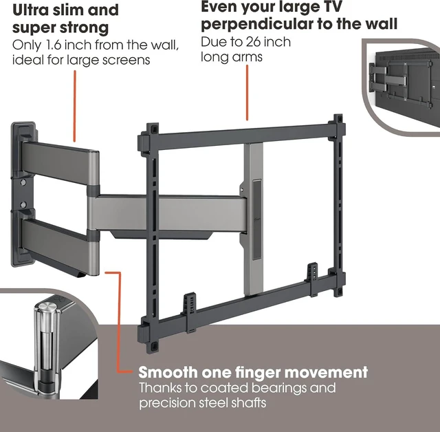 Alt view image 3 of 7 - Vogel's TVM 5645 Full-Motion Ultra-Thin TV Wall Bracket for 40-77 inch TVs, Max. 99 lbs, Swivels up to 180°, Full-Motion TV Mount max. VESA 600x400