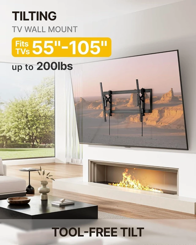 Alt view image 2 of 7 - monTEK Heavy Duty Tilting TV Wall Mount for 55105" Large TVs up to 200lbs