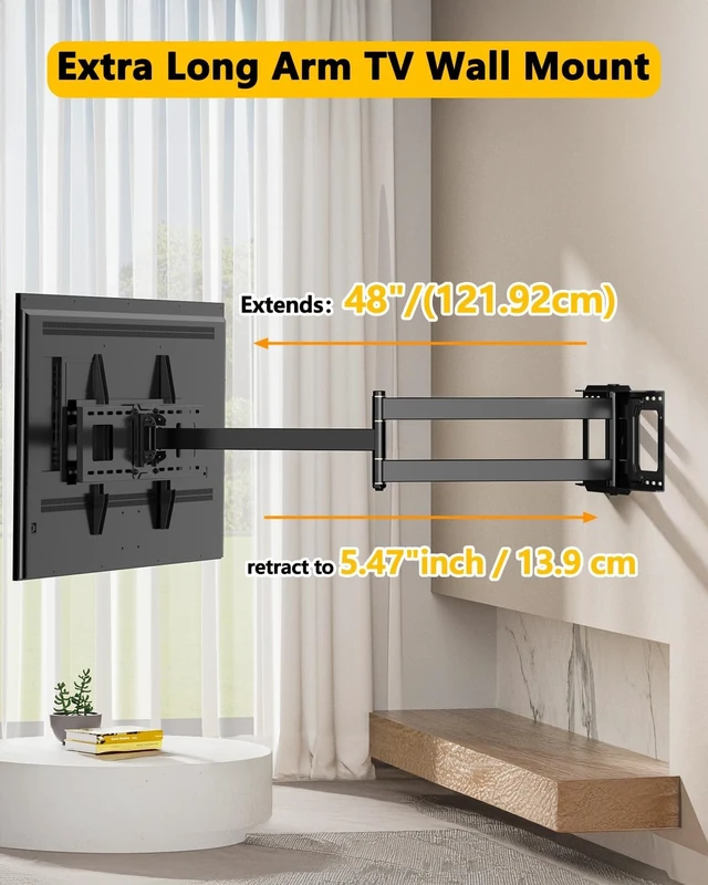 Alt view image 3 of 7 - 48" Extension Long Arm Full Motion TV Wall Mount 37-85 TV by WHYFONE
