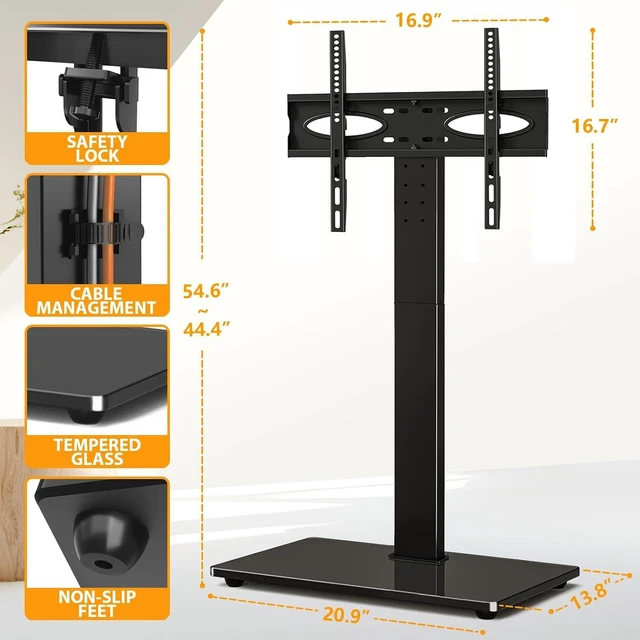 Alt view image 6 of 7 - TAVR Swivel Floor TV Stand Base for 32-75 Inch TVs up to 110 lbs