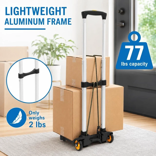 Alt view image 2 of 7 - Mount-It! Folding Luggage Cart with Wheels, 77 lbs