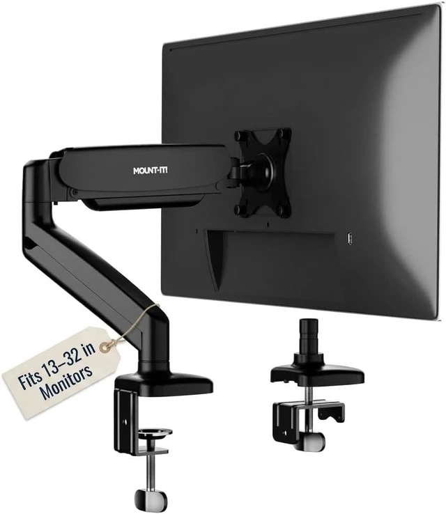 Main image of Mount-It! Single Monitor Arm Desk Mount, 13-32", 17.6 lbs