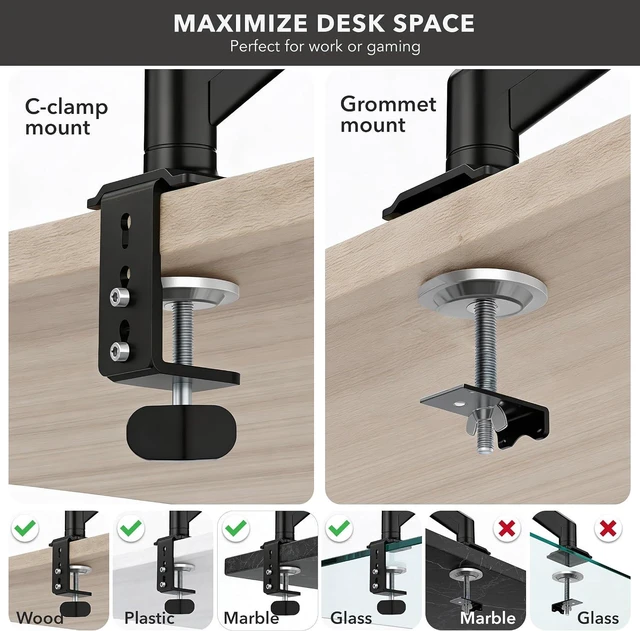 Alt view image 4 of 7 - Mount-It! Single Monitor Arm Desk Mount, 13-32", 17.6 lbs
