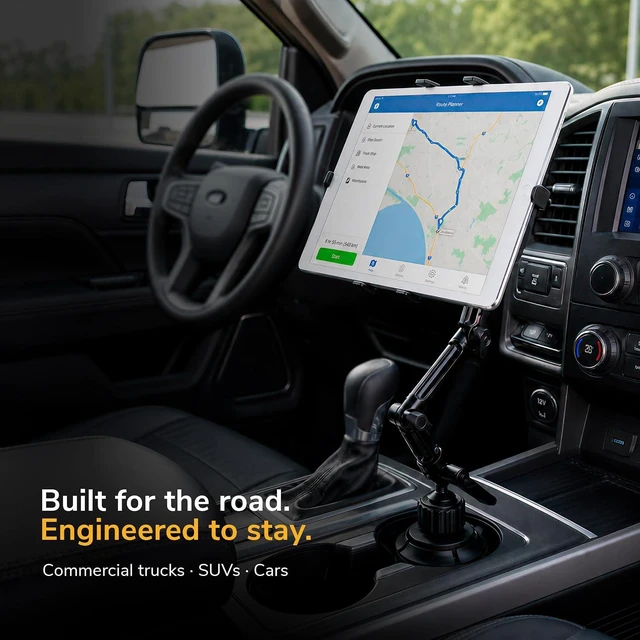 Alt view image 2 of 7 - Mount-It! Universal Cup Holder Tablet Mount, 7-11in Tablets, Aluminum