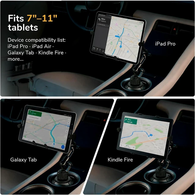 Alt view image 3 of 7 - Mount-It! Universal Cup Holder Tablet Mount, 7-11in Tablets, Aluminum