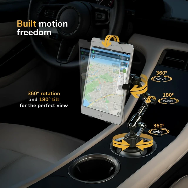 Alt view image 5 of 7 - Mount-It! Universal Cup Holder Tablet Mount, 7-11in Tablets, Aluminum