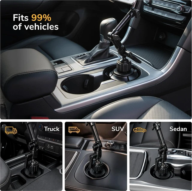 Alt view image 6 of 7 - Mount-It! Universal Cup Holder Tablet Mount, 7-11in Tablets, Aluminum