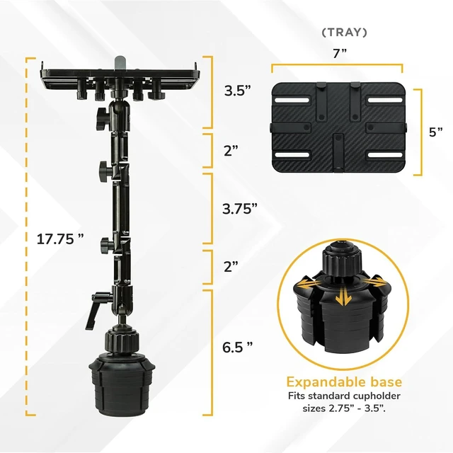Alt view image 7 of 7 - Mount-It! Universal Cup Holder Tablet Mount, 7-11in Tablets, Aluminum