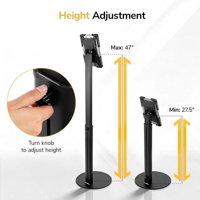 Alt view image 4 of 7 - Mount-It! Anti-Theft Universal Tablet Floor Kiosk, Height Adjustable, Black