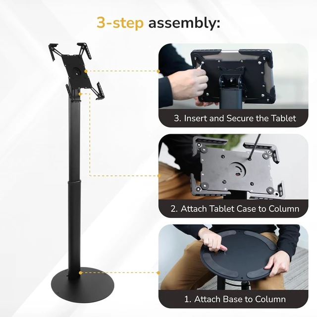 Alt view image 5 of 7 - Mount-It! Anti-Theft Universal Tablet Floor Kiosk, Height Adjustable, Black