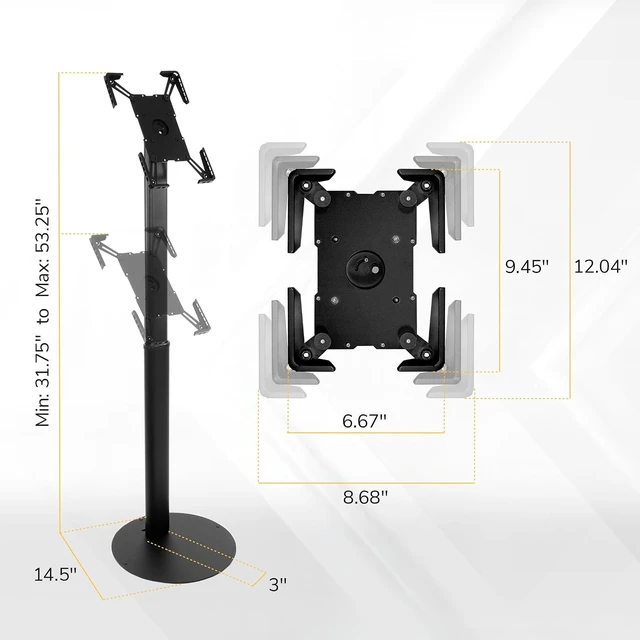 Alt view image 6 of 7 - Mount-It! Anti-Theft Universal Tablet Floor Kiosk, Height Adjustable, Black