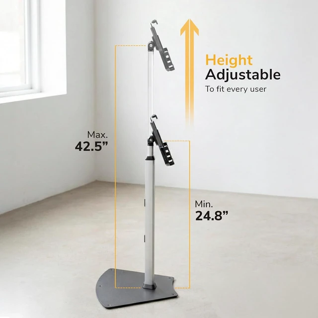 Alt view image 5 of 7 - Mount-It! Anti-Theft Universal Tablet Floor Stand Kiosk, Retail POS, Silver