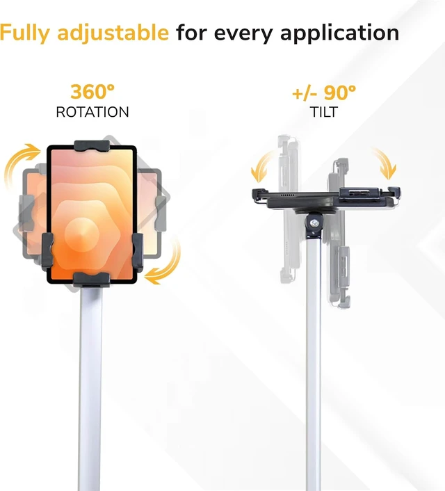 Alt view image 6 of 7 - Mount-It! Anti-Theft Universal Tablet Floor Stand Kiosk, Retail POS, Silver