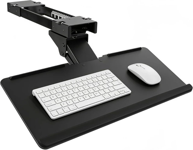 Main image of Mount-It! Keyboard Tray Under Desk, Full Motion Computer Keyboard and Mouse Tray, Slide Out Ergonomic Keyboard Drawer with Gel Wrist Pad, 26" Wide, Tilt, Swivel and Height Adjustment, Black