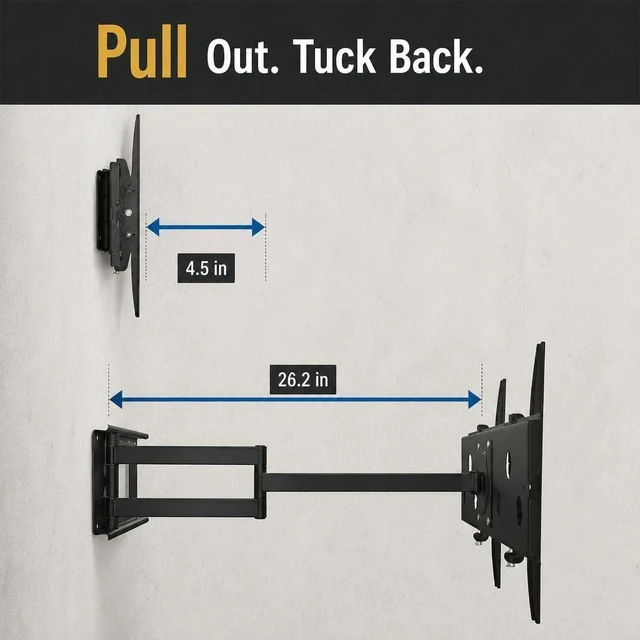 Alt view image 7 of 7 - Mount-It! Corner TV Wall Mount, 26" Full Motion Swing Arm, Fits 43-70" TVs
