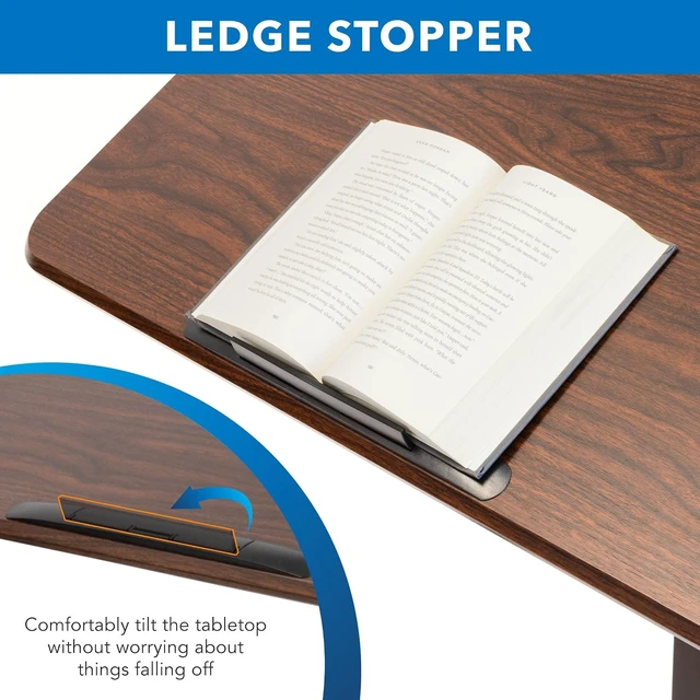 Alt view image 6 of 7 - Mount-It! Overbed Table with Wheels, Tilting Adjustable Height Walnut
