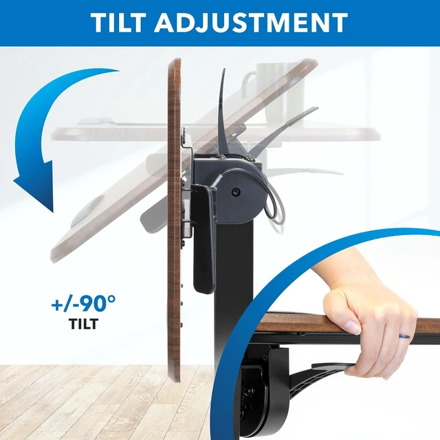 Alt view image 7 of 7 - Mount-It! Overbed Table with Wheels, Tilting Adjustable Height Walnut