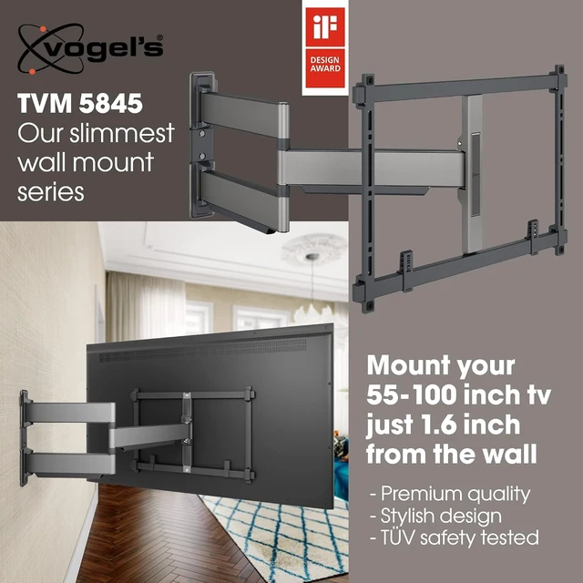 Alt view image 3 of 7 - Vogel's TVM 5845 Full-Motion Ultra-Thin TV Wall Bracket for 55-100 inch TVs, Max. 121 lbs, Swivels up to 180°, Full-Motion TV Mount max. VESA 600x400, Universally Compatible