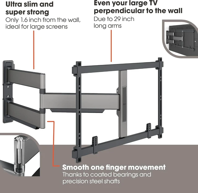 Alt view image 4 of 7 - Vogel's TVM 5845 Full-Motion Ultra-Thin TV Wall Bracket for 55-100 inch TVs, Max. 121 lbs, Swivels up to 180°, Full-Motion TV Mount max. VESA 600x400, Universally Compatible