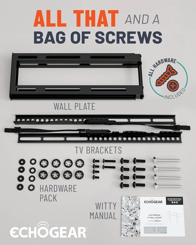 Alt view image 6 of 7 - ECHOGEAR Fixed TV Wall Mount for 32"-90" TVs up to 150lbs, 1.18" Profile