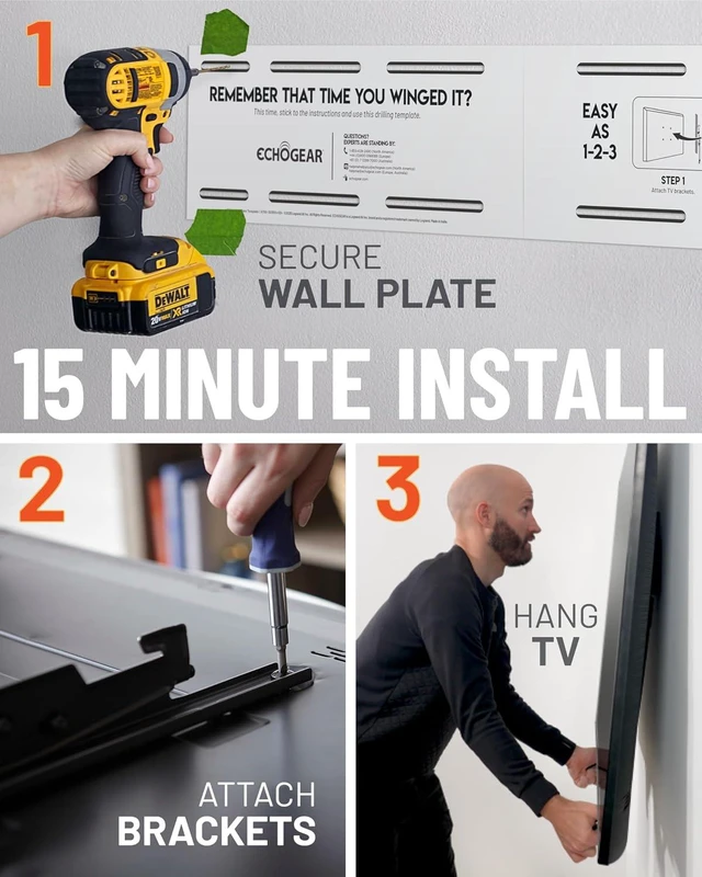 Alt view image 7 of 7 - ECHOGEAR Fixed TV Wall Mount for 32"-90" TVs up to 150lbs, 1.18" Profile