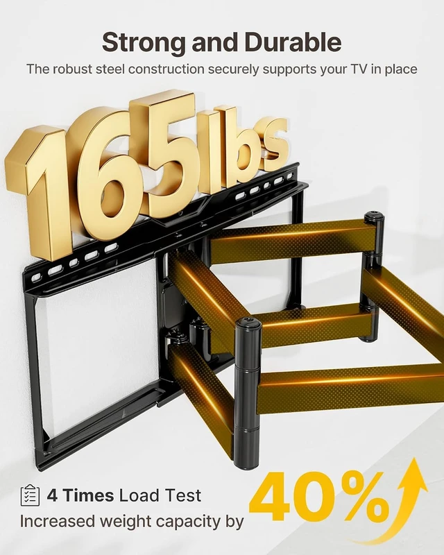 Alt view image 3 of 7 - monTEK Heavy Duty Full Motion TV Wall Mount for 37-90 Inch TVs