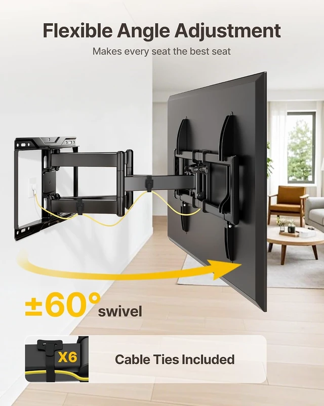 Alt view image 6 of 7 - monTEK Heavy Duty Full Motion TV Wall Mount for 37-90 Inch TVs