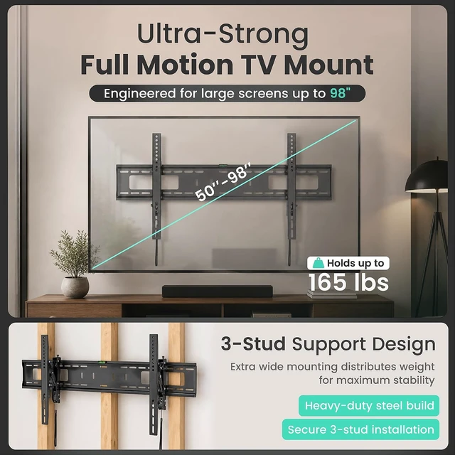 Alt view image 2 of 6 - ynVISION.DESIGN Heavy Duty TV Wall Mount for 50-98" TVs, 165 lbs