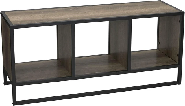 Main image of Household Essentials Ashwood & Iron Cube TV Console with Rustic Grain