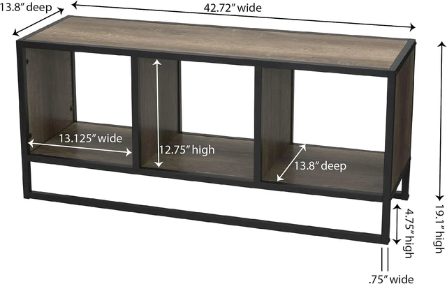 Alt view image 3 of 7 - Household Essentials Ashwood & Iron Cube TV Console with Rustic Grain
