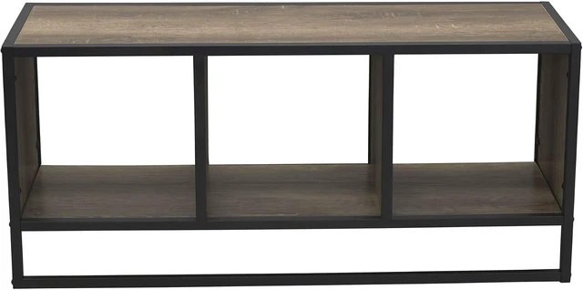 Alt view image 4 of 7 - Household Essentials Ashwood & Iron Cube TV Console with Rustic Grain