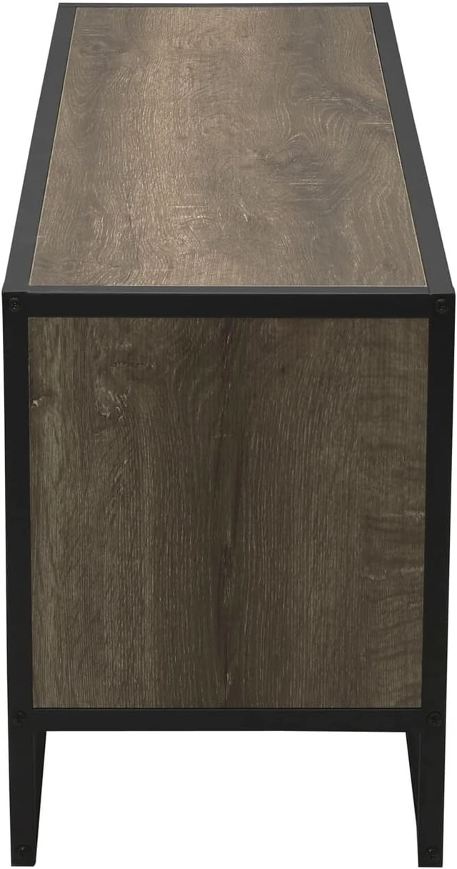 Alt view image 5 of 7 - Household Essentials Ashwood & Iron Cube TV Console with Rustic Grain