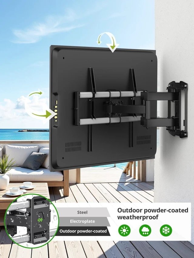Alt view image 2 of 7 - Outdoor TV Wall Mount for 47-90" TVS, Full Motion Weatherproof TV Bracket