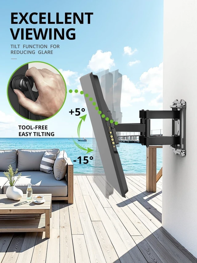 Alt view image 4 of 7 - Outdoor TV Wall Mount for 47-90" TVS, Full Motion Weatherproof TV Bracket