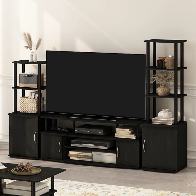 Alt view image 4 of 7 - Furinno JAYA Large Entertainment Stand for TV Up to 55 Inch, Blackwood
