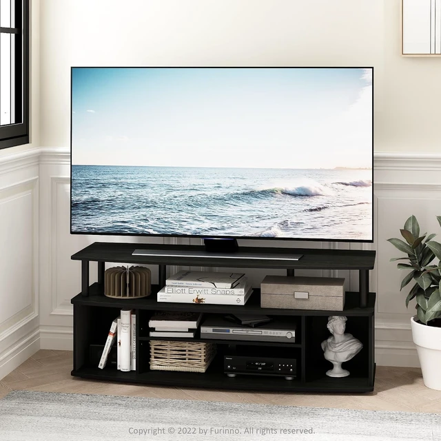 Alt view image 3 of 6 - Furinno Jaya 4-Tier TV Stand for TV up to 55 Inch, Blackwood