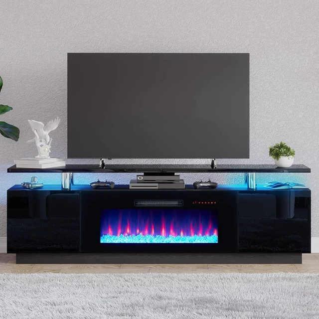 Main image of AMERLIFE 70" High-Gloss Fireplace TV Stand with 36" Electric Fireplace