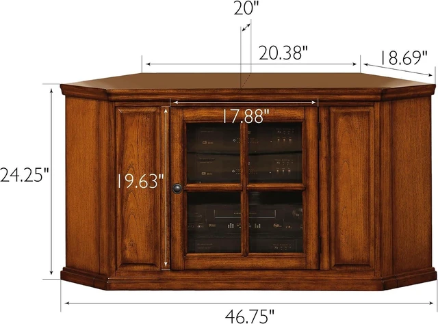 Alt view image 3 of 6 - Leick Home Corner TV Stand, 47", Medium Oak