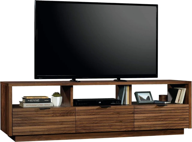 Alt view image 6 of 7 - Sauder Harvey Park TV Credenza, Accommodates up to 70-Inch TV, Large Credenza - Grand Walnut Finish