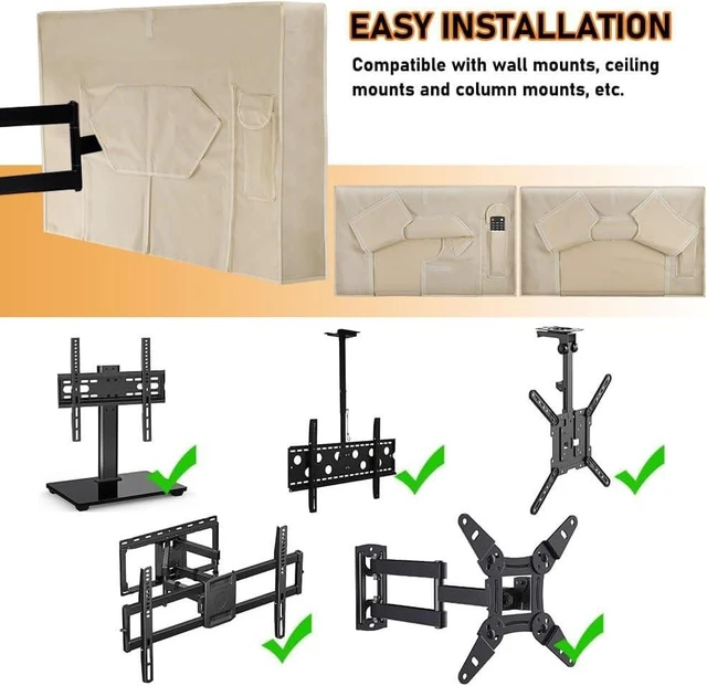 Alt view image 6 of 7 - Outdoor TV Cover 52-55 Inch, 600D Waterproof and Weatherproof, with Zipper