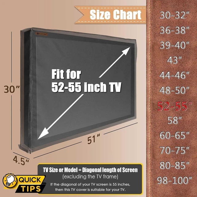 Alt view image 2 of 7 - IC ICLOVER Outdoor TV Cover 55 Inch, Waterproof & Weatherproof TV Protector