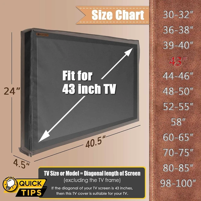 Alt view image 2 of 7 - IC ICLOVER Outdoor TV Cover 43 Inch, Waterproof & Weatherproof TV Protector
