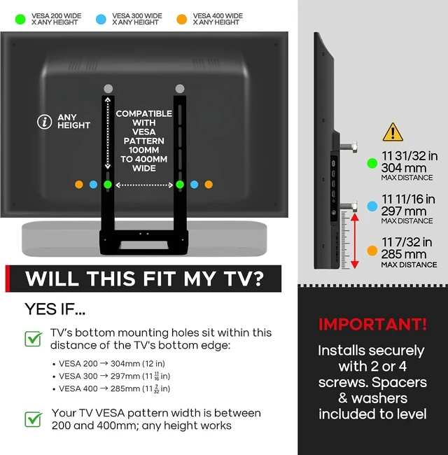 Alt view image 3 of 7 - Sound Bass Soundbar TV Mount Attachment for Sonos Beam Gen 1& 2 Only, Black