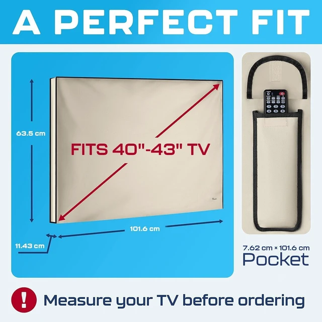Alt view image 2 of 7 - Garnetics Outdoor TV Cover 43 Inch Weatherproof Waterproof - 600D Heavy Duty for Outside 43, 43 Inch TV Cover Outdoor Enclosure with Bottom & Remote Pocket, Fits 40-43 Flat Screen