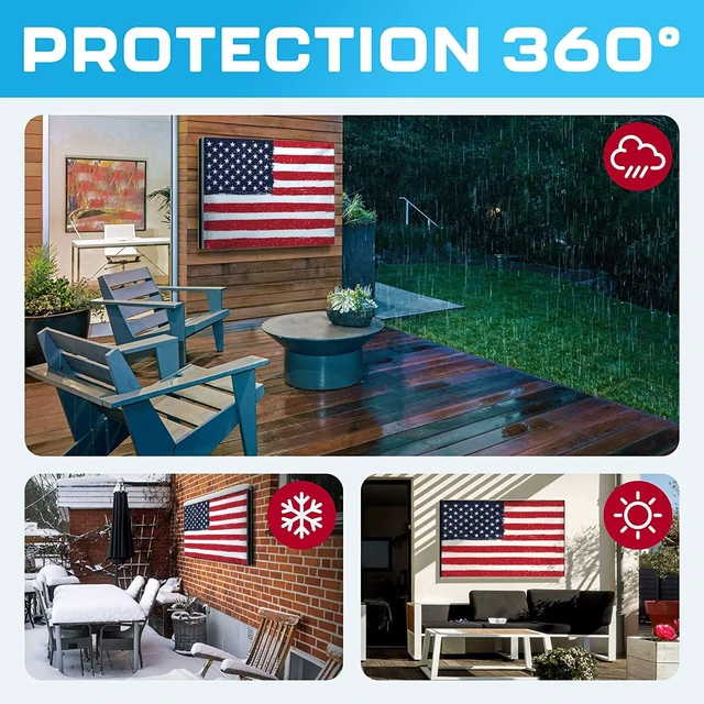 Alt view image 5 of 7 - Garnetics Outdoor TV Cover 75 Inch Waterproof, Weatherproof TV Enclosures with Smart Shield Screen Protectors, Ideal for Outdoor Use, Moving, and Storage - US Flag